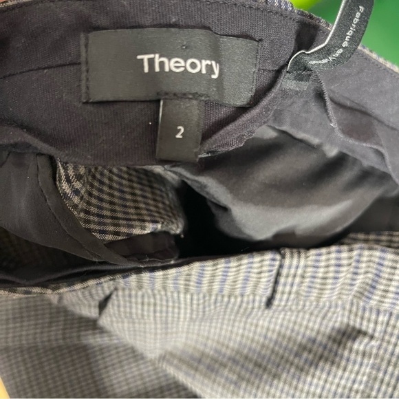 Theory Hartsdale SF Classic Check Grey Brown Multi Wool Pants Trouser Size 2 - Picture 5 of 10